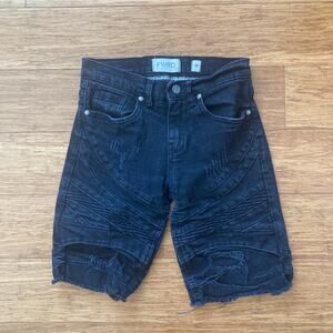 FWRD Denim Black Distressed Boys Shorts, Size 10